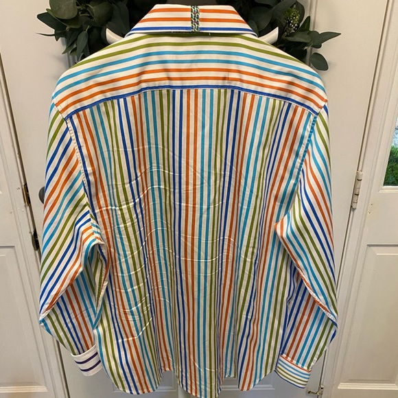 Mens Robert Graham Colorful Stripe Flip Cuff Button Down Shirt LS 2XL XXL - Picture 2 of 14